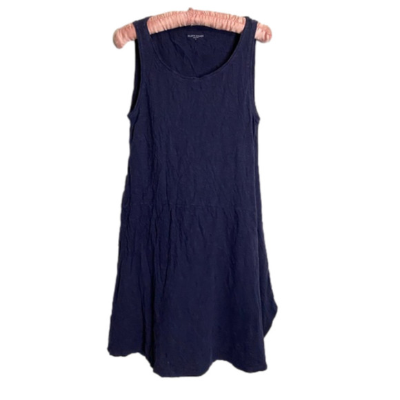 Eileen Fisher organic cotton hemp blend navy sleeveless swing dress midi - Picture 1 of 4